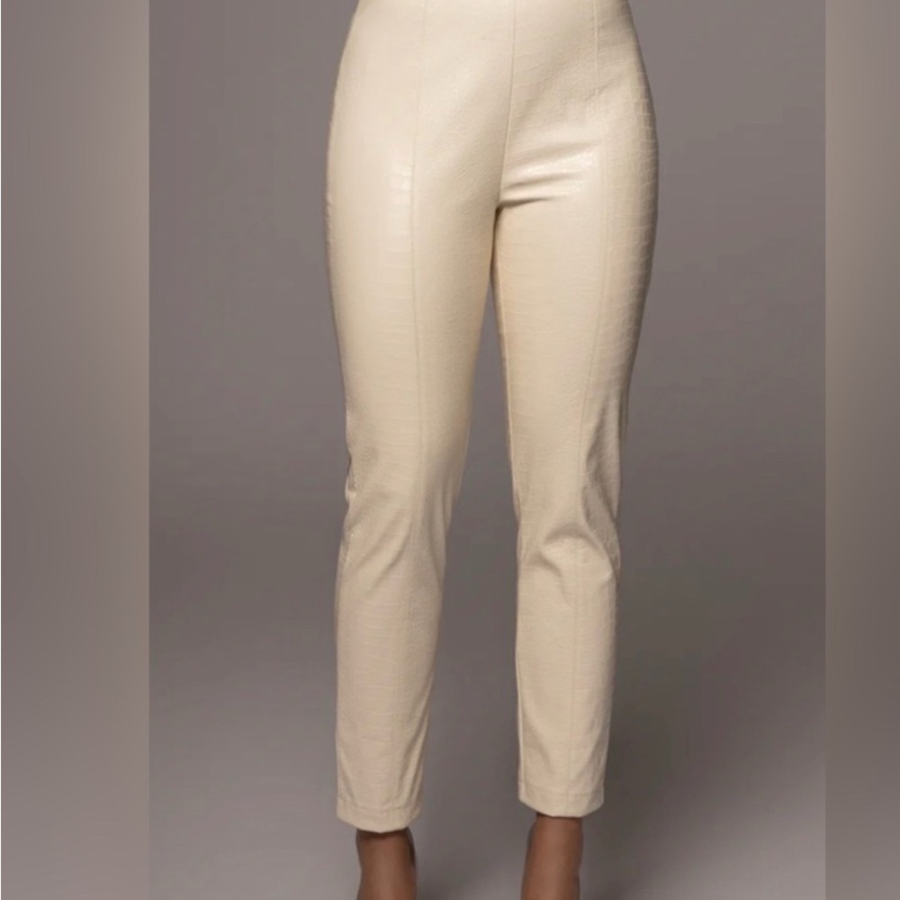 JLuxLabel Faux Croc Pants in Ivory 🥰